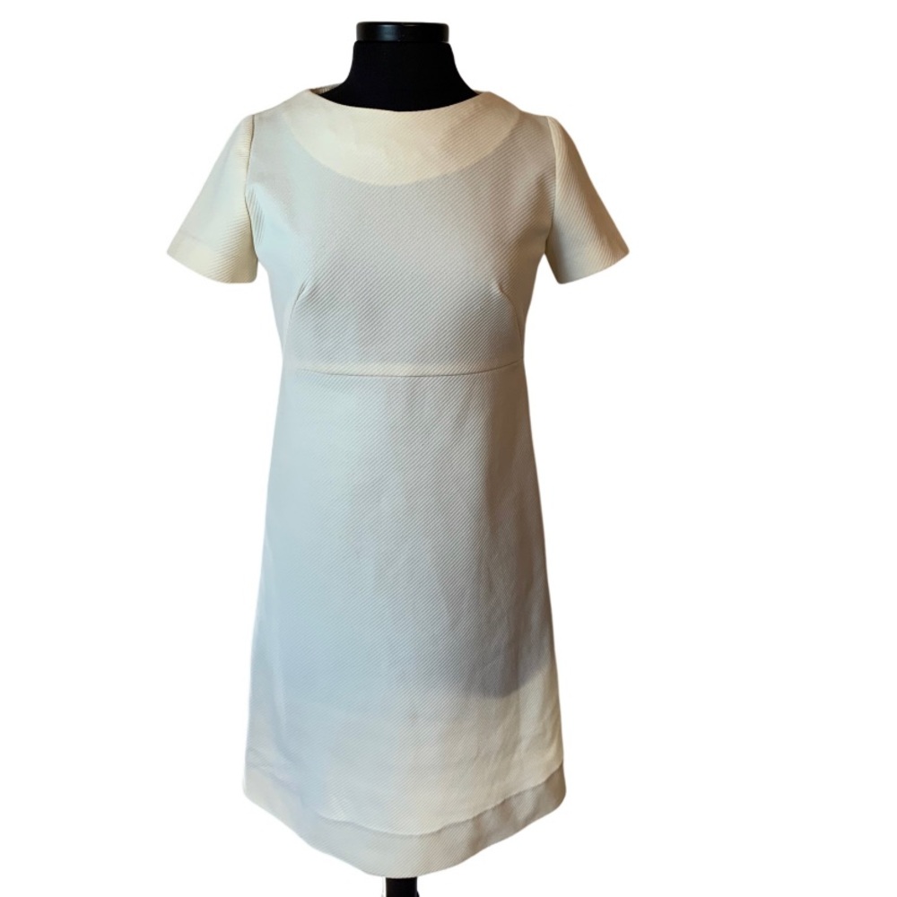 Vintage Simple Ivory A-Line Mini Dress